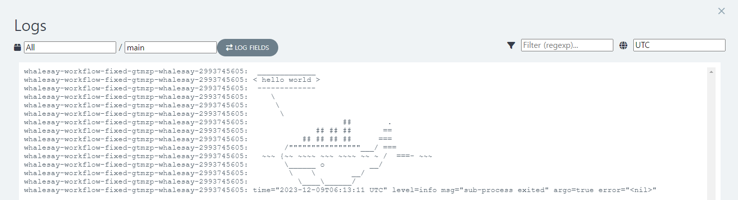 Workflow result log