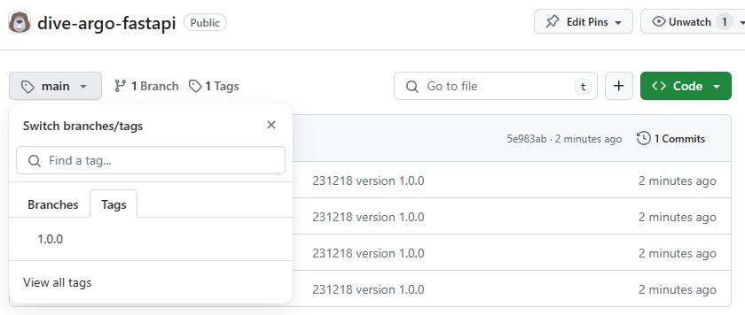 Set tag to Github repo